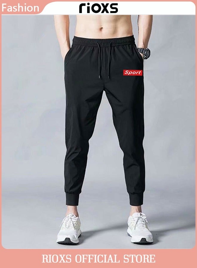 Men's Athletic Workout Jogger Drawstring Trousers Sweatpants Tapered Pants With Pockets For Training Running Exercising