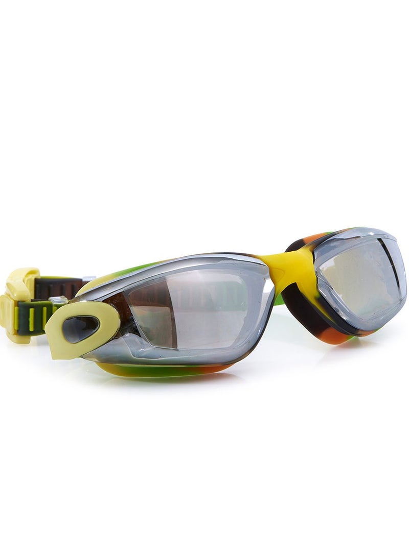 Camo Salt Water Taffy Swim Goggles for Kids - Anti Fog, No Leak, Non Slip, UV Protection - Hard Travel Case - Lead and Latex Free
