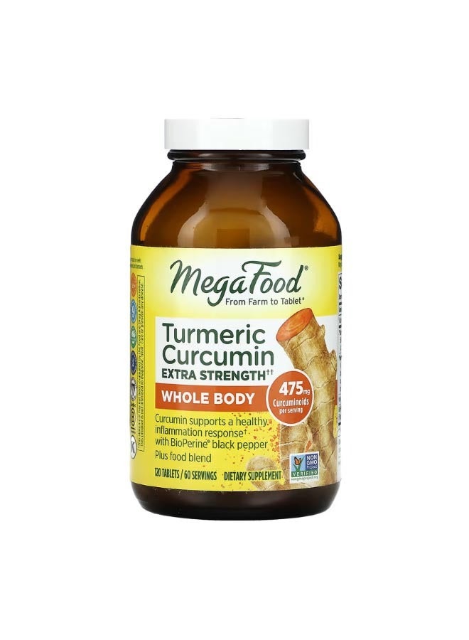Turmeric Curcumin Extra Strength Whole Body 475 mg 120 Tablets 237.5 mg per Tablet