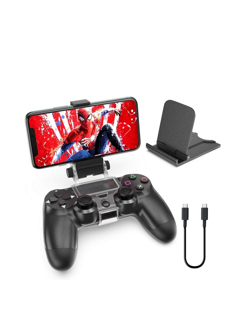 PS4 Controller Phone Mount Clip For Remote Play Mobile Gaming Clamp Bracket Phone Holder With Adjustable Stand Compatible With Dualshock 4 PS4 Slim PS4 Pro Controllers