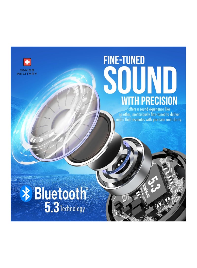 Military Victor 3 Wireless Earbuds Bluetooth With Active Noise Cancelling, ENC, 5Hr Music, Wireless Charging Case,120hr Standby, Compatible With iPhones, Samsung And Other Smartphones - Blue