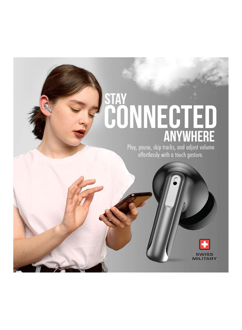 Military Victor 3 Wireless Earbuds Bluetooth With Active Noise Cancelling, ENC, 5Hr Music, Wireless Charging Case, 120Hr Standby, Compatible With iPhones, Samsung And Other Smartphones - Black
