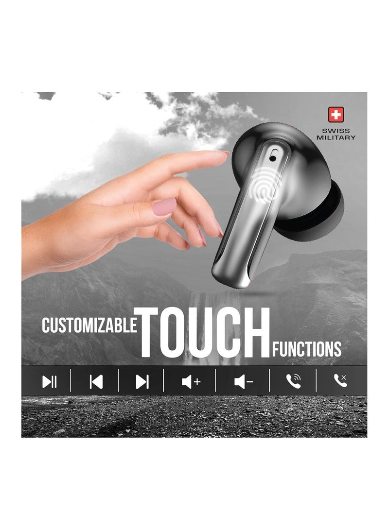 Military Victor 3 Wireless Earbuds Bluetooth With Active Noise Cancelling, ENC, 5Hr Music, Wireless Charging Case, 120Hr Standby, Compatible With iPhones, Samsung And Other Smartphones - Black