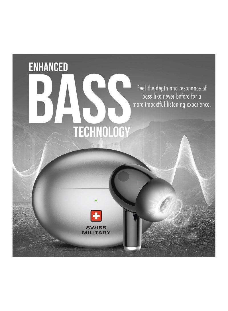 Military Victor 3 Wireless Earbuds Bluetooth With Active Noise Cancelling, ENC, 5Hr Music, Wireless Charging Case, 120Hr Standby, Compatible With iPhones, Samsung And Other Smartphones - Black