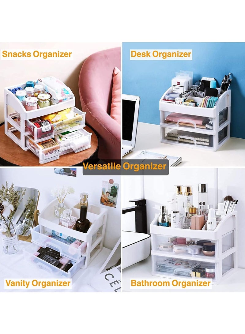 Desktop 3 Tier Makeup Case Holder Drawers Cosmetic Organizer Jewelry Storage Box