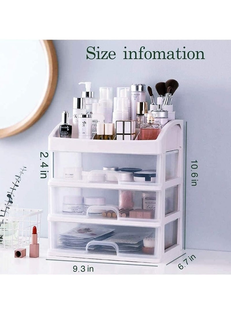 Desktop 3 Tier Makeup Case Holder Drawers Cosmetic Organizer Jewelry Storage Box