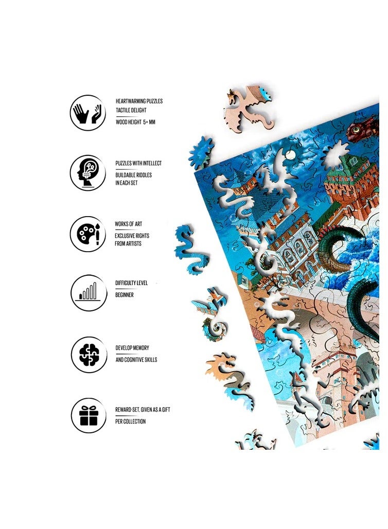 Bathing Of The Versicolor Dragon Davici Wooden Jigsaw Puzzle