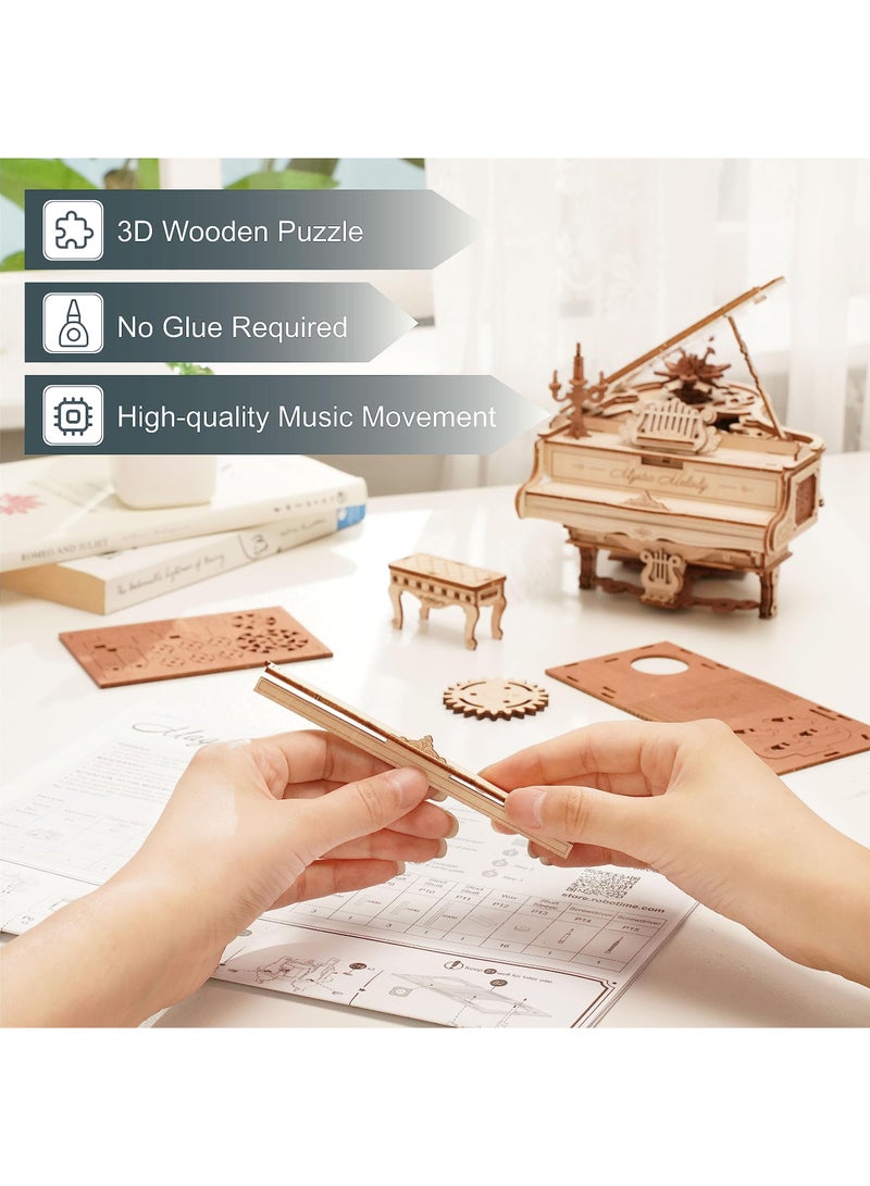 3D Wooden Model Kits for Adults 3D Puzzles Magic Piano Musical Box Mechanical Model Building Sets Crafts 3D Jigsaws 223pcs