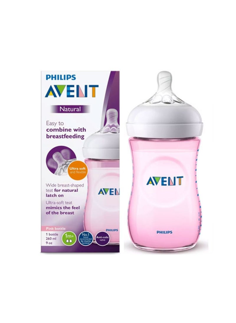 Avent Natural Feeding Bottle 1m+,  260ml, SCF 034/17 , Pink Color