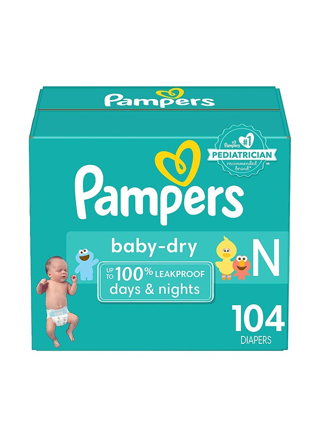 Baby Dry Diapers Newborn - Size 0, 104 Count, Absorbent Disposable Diapers