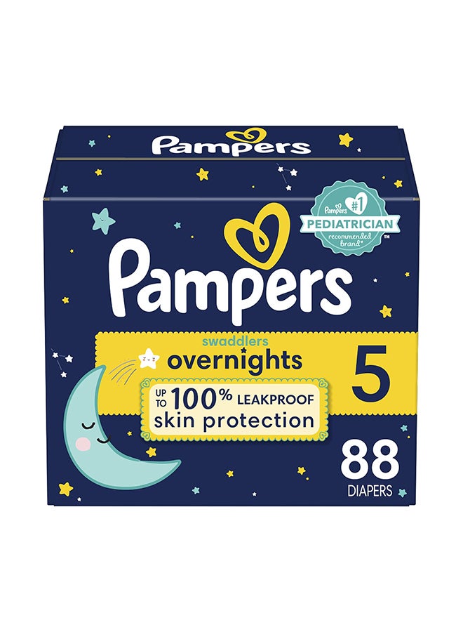 Swaddlers Overnights Baby Diapers - Size 5, 88 Count, Disposable, Night Time Skin Protection