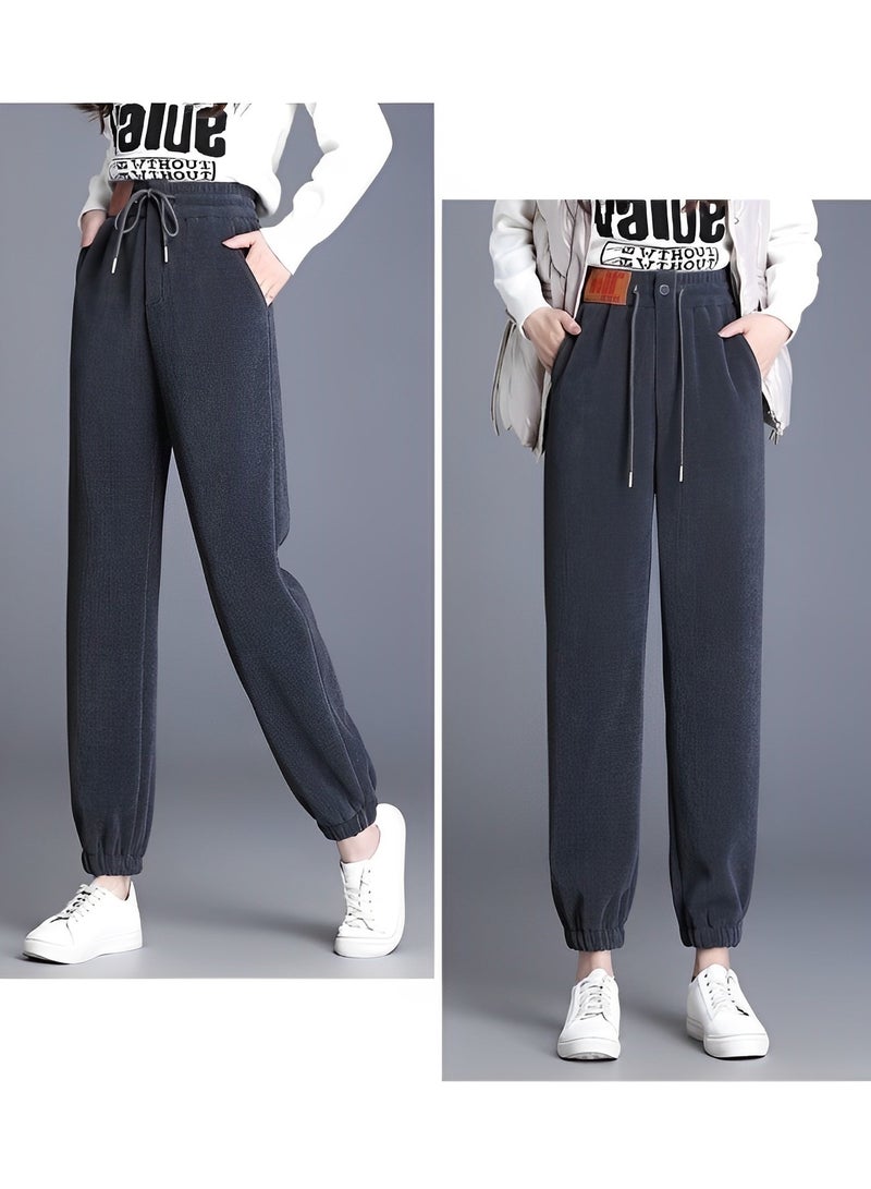 Women's Corduroy Pants Elastic Waist Trousers Vintage High Waisted Straight Leg Pants Trouser Casual Straight Leg Pleated Dress Pants