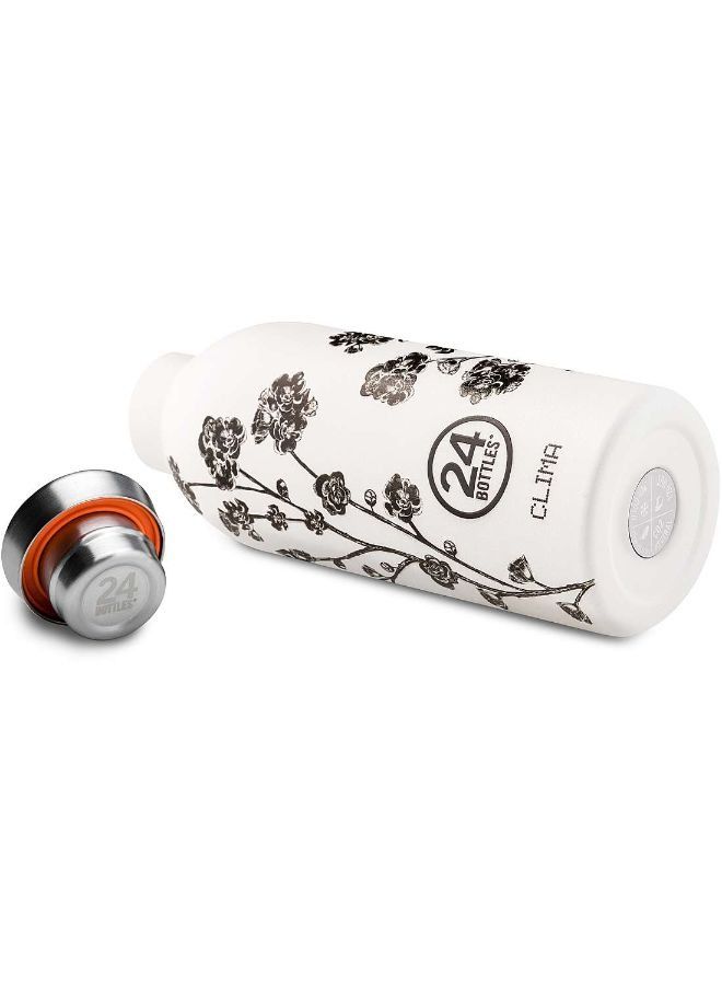 CLIMA Bottle (500ml) Double Walled Insulated Stainless Steel Water Bottle - White/Black