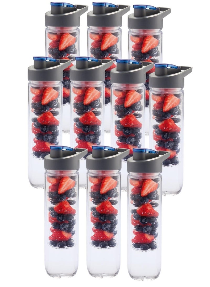Pack of 10 Fruit Infuser Water BPA-Free Sports Bottle