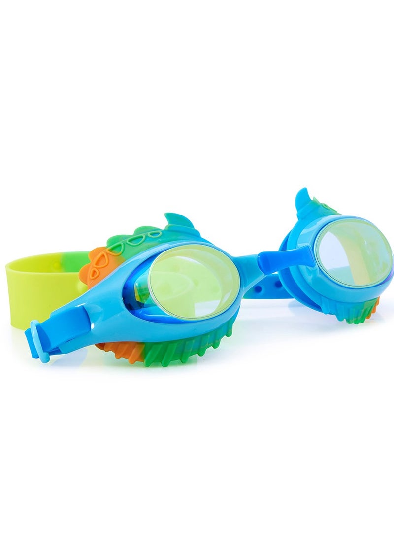 Jurassic Hybrid Light Blue Kids Swim Goggles - Ages 3+ - Anti Fog, No Leak, Non Slip, UV Protection - Hard Travel Case - Lead and Latex Free