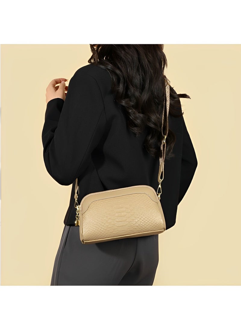 New Genuine Leather Shoulder Small Crossbody Bag Fashionable Versatile Hand-grabbed Shell Bag Soft Cowhide Clutch Bag for Women