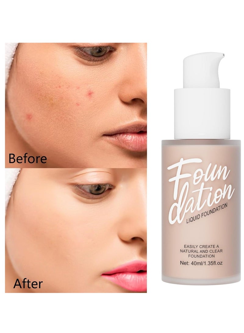Foundation Makeup, Durable Waterproof Soft Matte Liquid Foundation, Oil Control Concealer Cream Full Coverage Foundation. (102 Nude, 40 ml)