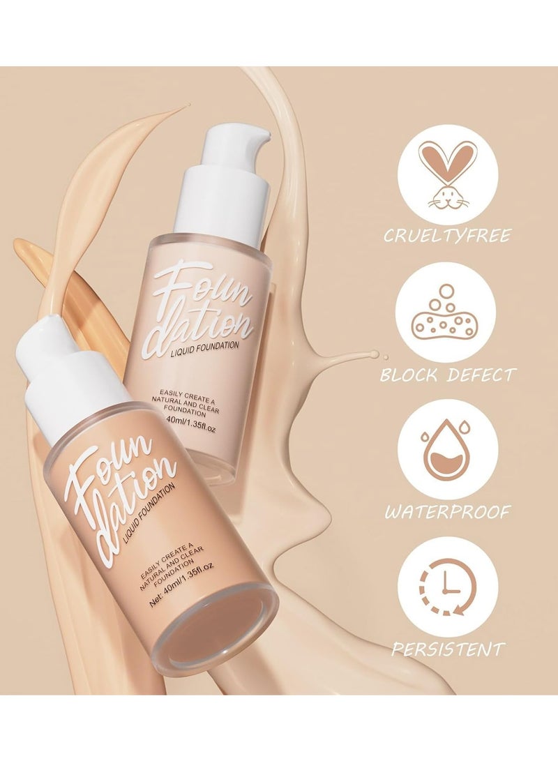Foundation Makeup, Durable Waterproof Soft Matte Liquid Foundation, Oil Control Concealer Cream Full Coverage Foundation. (102 Nude, 40 ml)