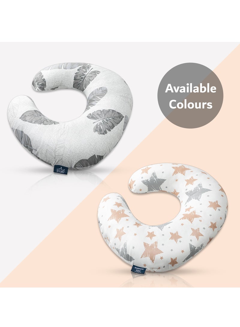 Soft Breathable Fiberfill Newborn Lounger Bed With Baby Nursing And Feeding Pillow - Leaves