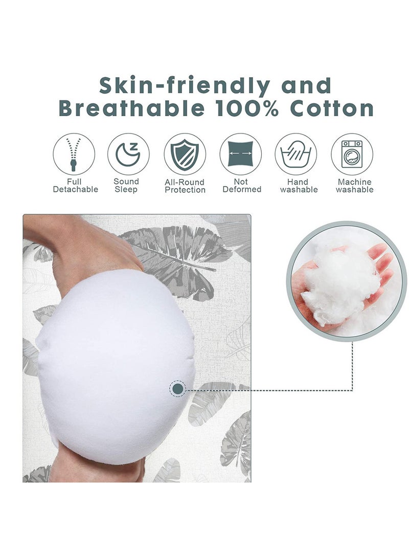 Soft Breathable Fiberfill Newborn Lounger Bed With Baby Nursing And Feeding Pillow - Leaves