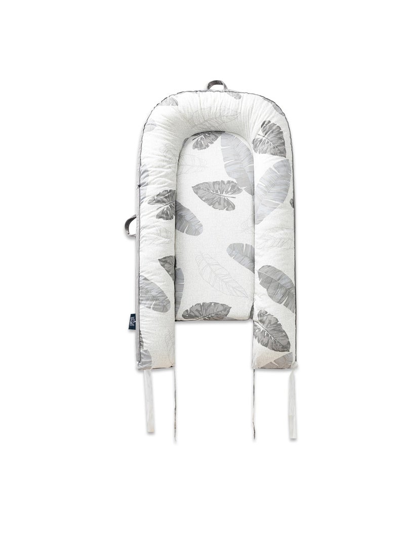 Soft Breathable Fiberfill Newborn Lounger Bed With Baby Nursing And Feeding Pillow - Leaves