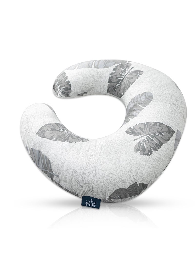 Soft Breathable Fiberfill Newborn Lounger Bed With Baby Nursing And Feeding Pillow - Leaves