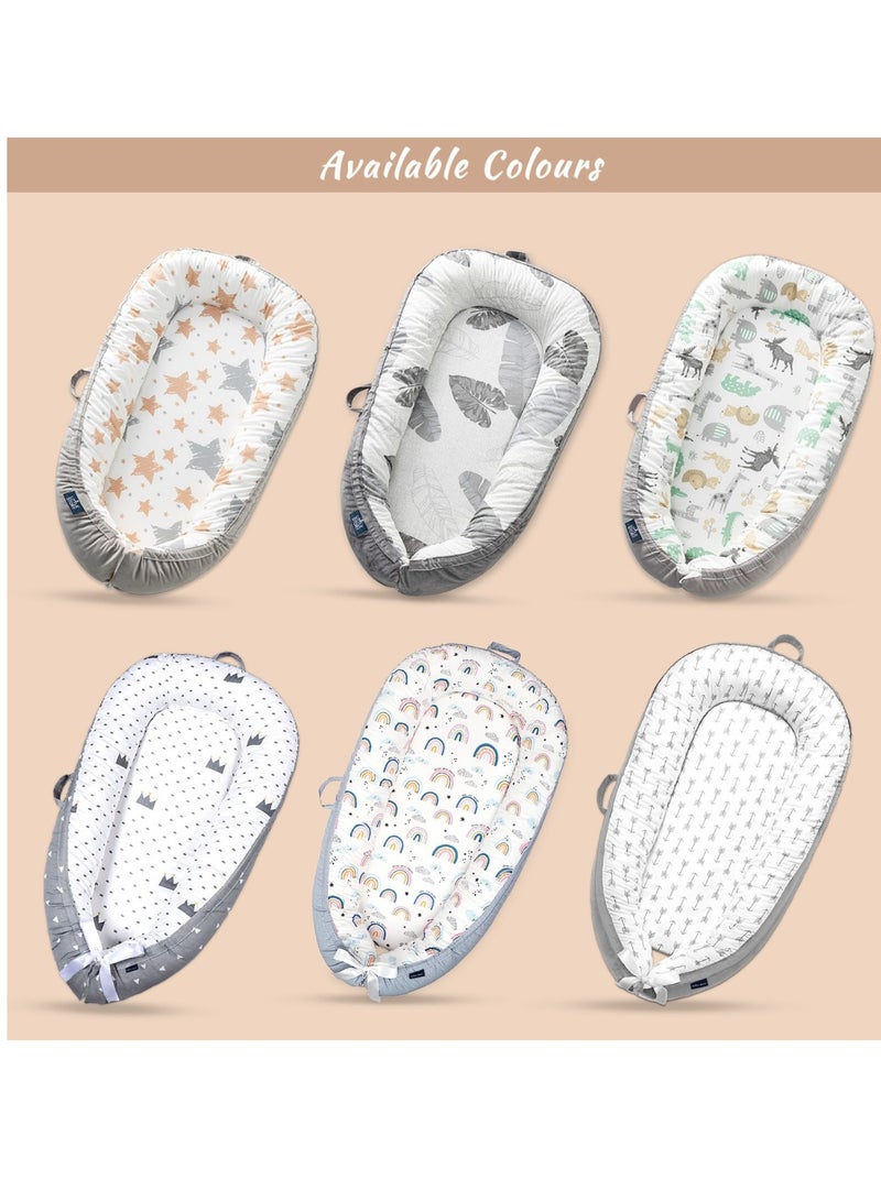 Soft Breathable Fiberfill Newborn Lounger Bed With Baby Nursing And Feeding Pillow - Leaves
