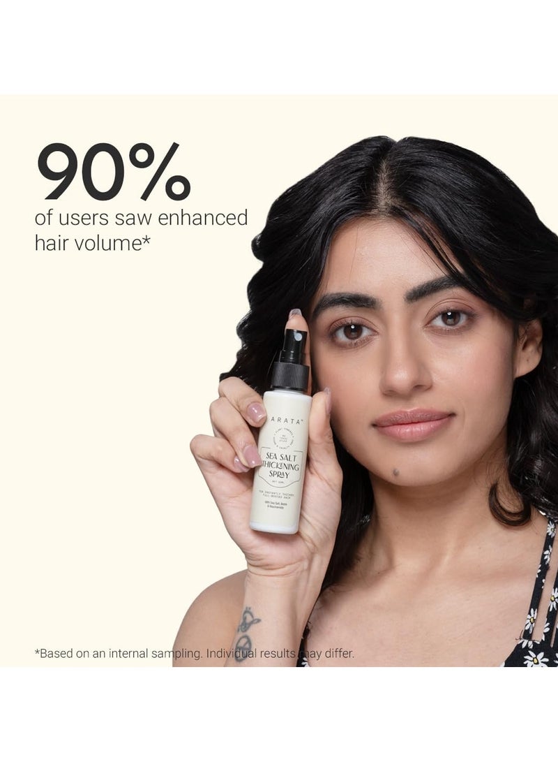 Arata Sea Salt Thickening Hair Spray Infused With Sea Salt, Biotin & Niacinamide For Instantly Thicker, Full-Bodied Hair