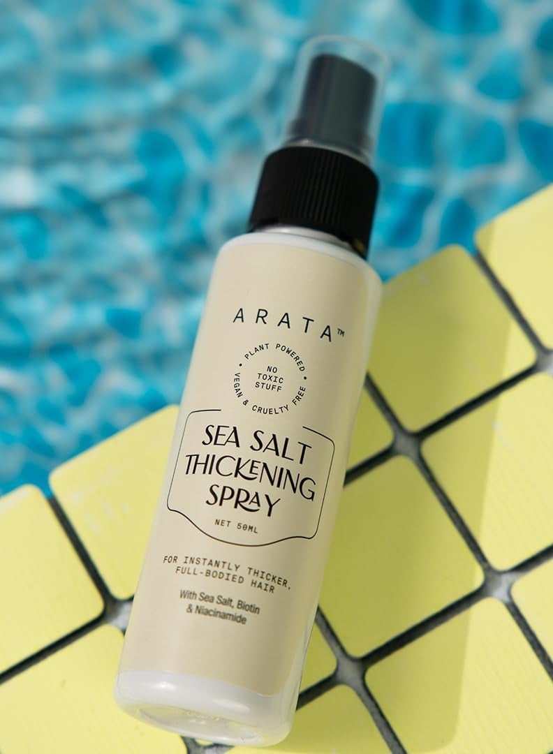 Arata Sea Salt Thickening Hair Spray Infused With Sea Salt, Biotin & Niacinamide For Instantly Thicker, Full-Bodied Hair