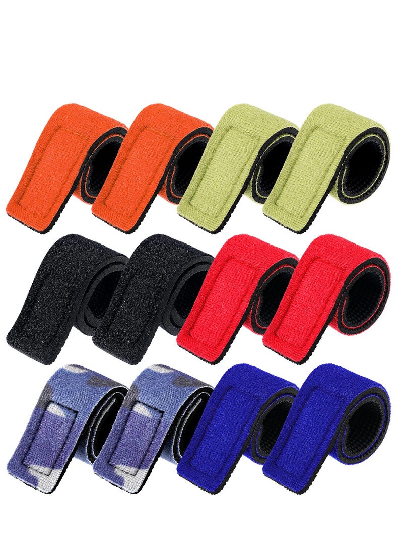 12 pcs Fishing Rods Belts, Pole Strap Stretchy Rod Holder Elastic Fishing Tackle Tie Casting Rod Strap for Casting Rod Fishing Rod and Fly Rod, Fishing Rod Ties Fishing Pole Straps, 6 Color
