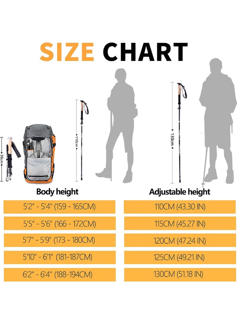 Light weight Trekking Hiking Adjustable Aluminum Walking Poles or Stick with Quick Lock System for Hiking Camping Outdoor