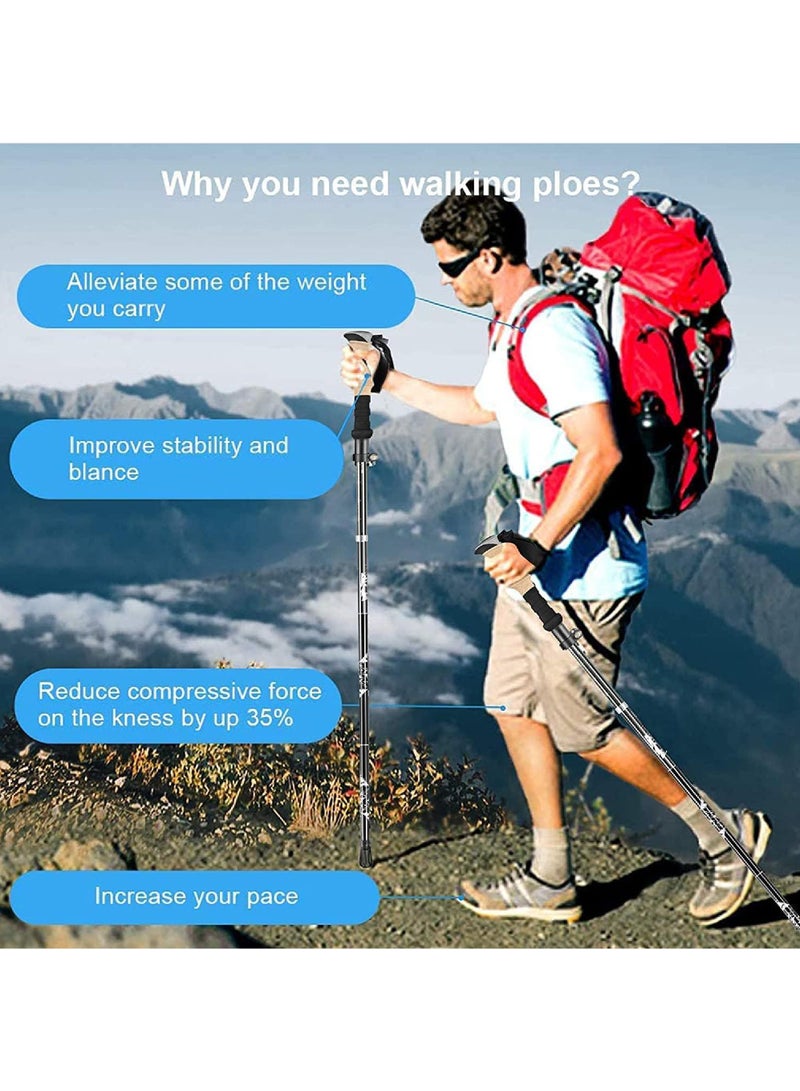 Light weight Trekking Hiking Adjustable Aluminum Walking Poles or Stick with Quick Lock System for Hiking Camping Outdoor