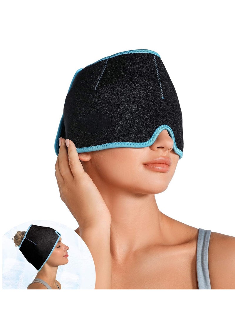 Migraine Relief Cap Form Fitting Gel Ice Headache Cold Therapy Cap/Migraine Head Wrap Pack Mask, Compress for Migraines or Puffy Eyes, Tension