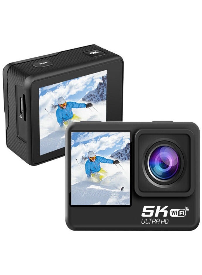 5K WiFi Action Camera 170° Wide Angle, Anti-Shake Action Camera Waterproof Remote Control Action Camera with Remote Control and Accessories