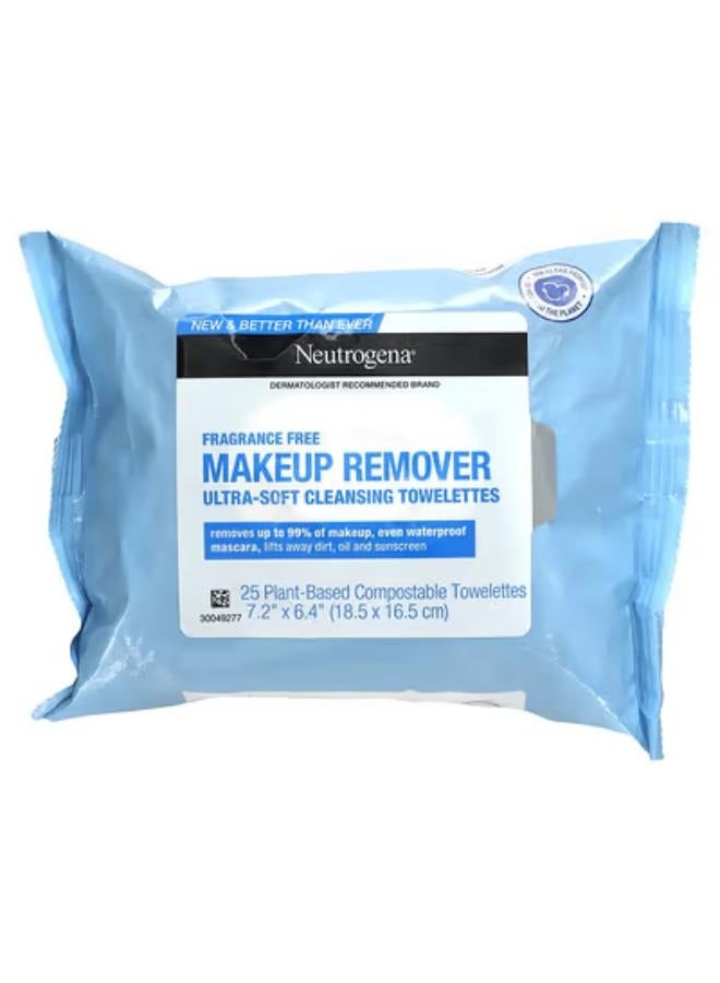Makeup Remover Cleansing Towelettes, Fragrance-Free, 25 Pre-Moistened Towelettes