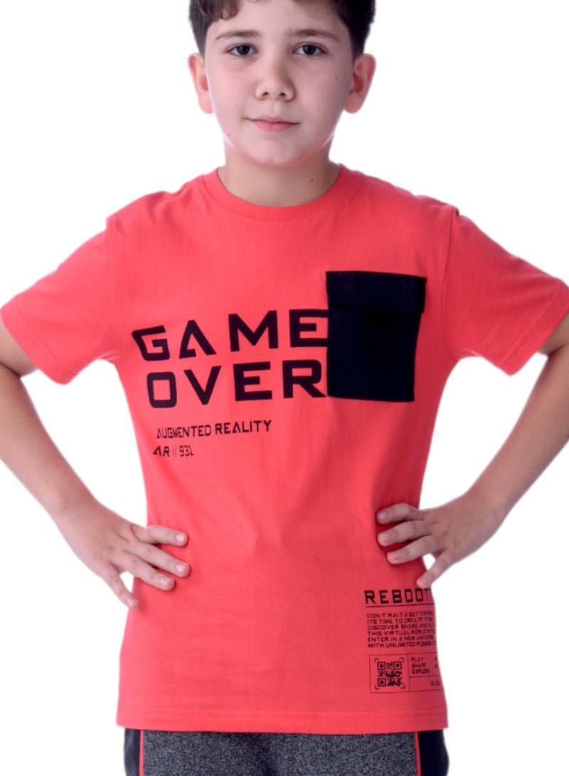 Senior Boys (Youth/Teens) 2 piece set T-Shirt & Long Pant (8-14 Years)- Rust and Black- 100 % percent Cotton- victor and jane