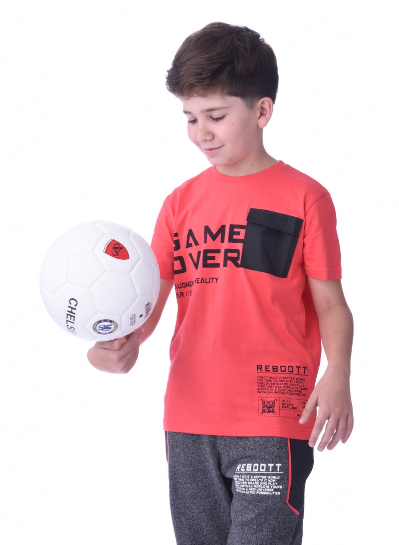 Senior Boys (Youth/Teens) 2 piece set T-Shirt & Long Pant (8-14 Years)- Rust and Black- 100 % percent Cotton- victor and jane