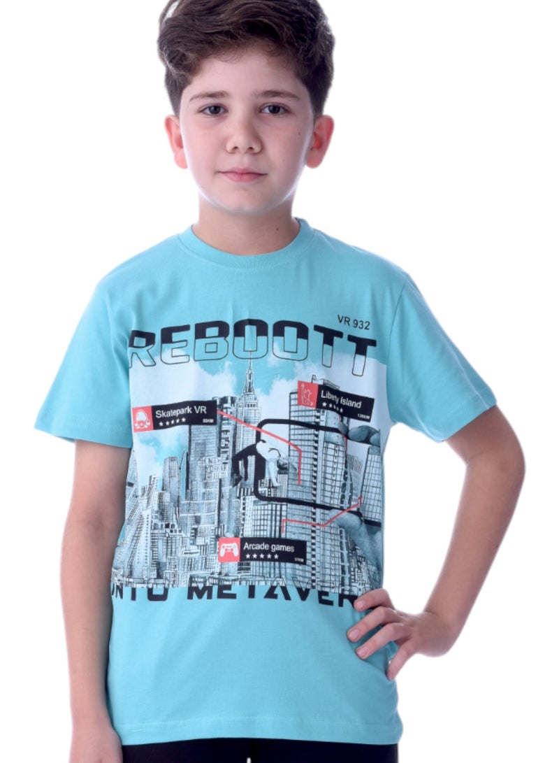 Senior Boys (Youth/Teens) 2 piece set T-Shirt & Shorts (8-14 Years)- Green and Black- 100 % percent Cotton- victor and jane