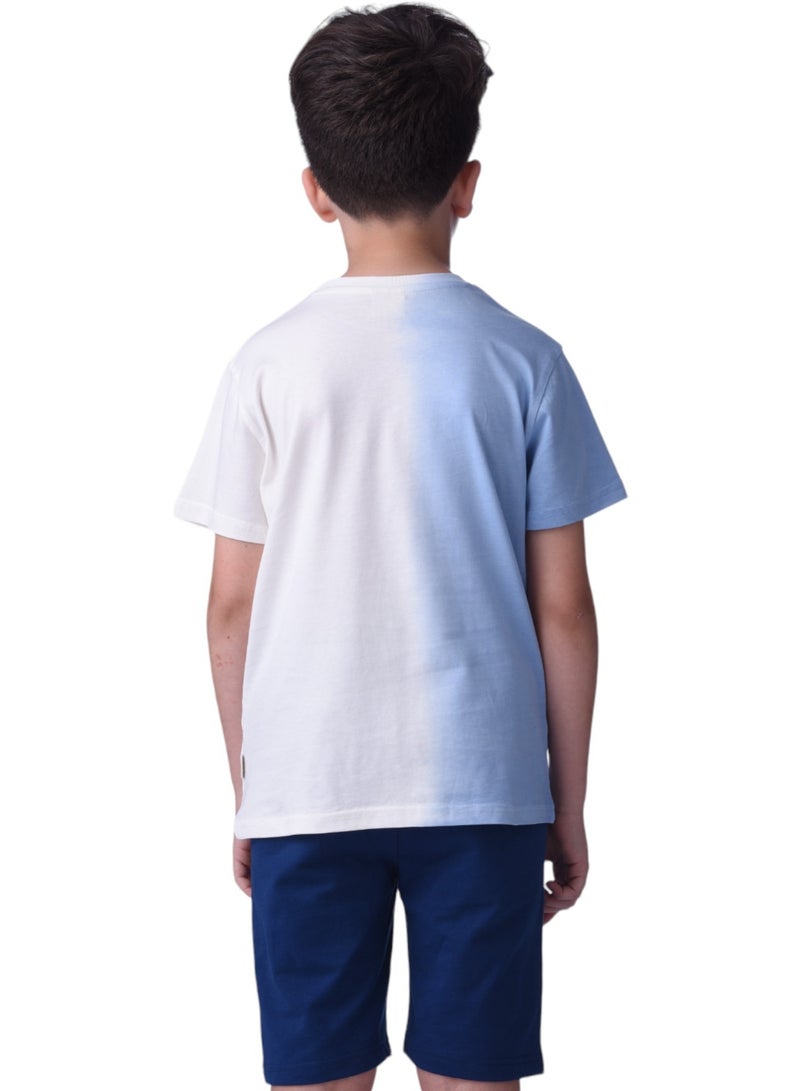 Senior Boys (Youth/Teens) 2 piece set T-Shirt & Shorts (8-14 Years)- Blue- 100 % percent Cotton