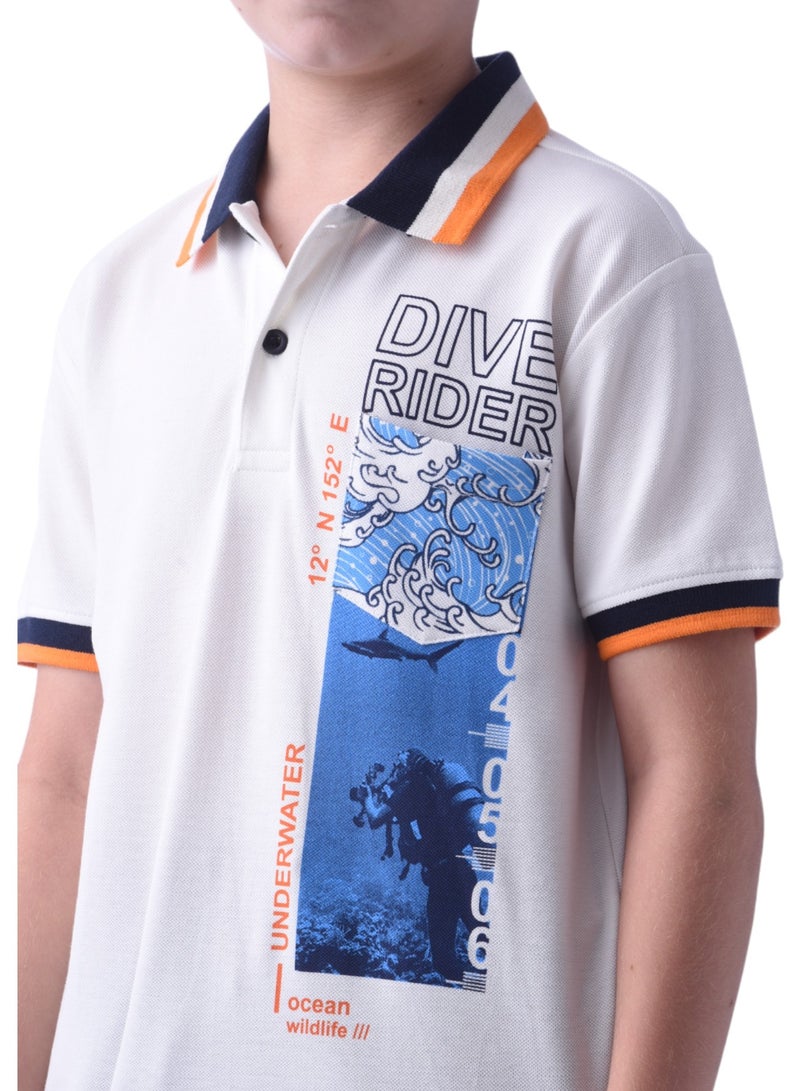 Senior Boys (Youth/Teens) 2 piece set T-Shirt & Shorts (8-14 Years)- White and Navy Blue- 100 % percent Cotton- victor and jane