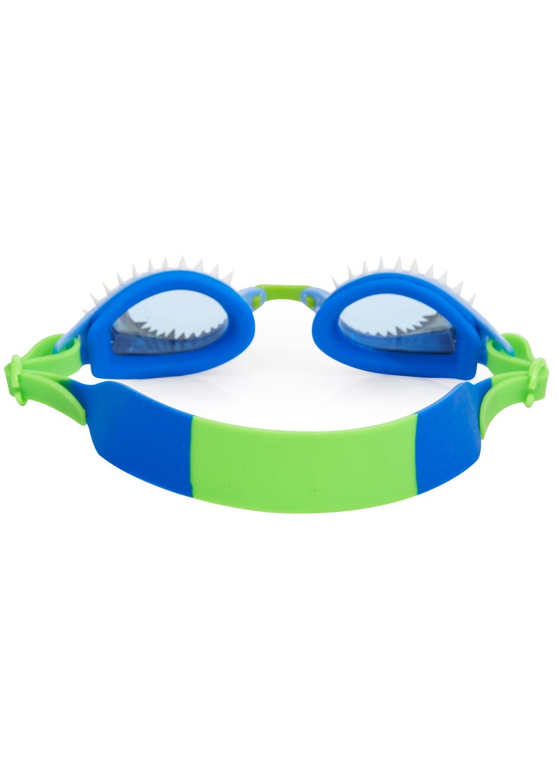 Hammerhead Blue Fish N Chips Kids Swim Goggles - Ages 3+ - Anti Fog, No Leak, Non Slip, UV Protection - Hard Travel Case - Lead and Latex Free