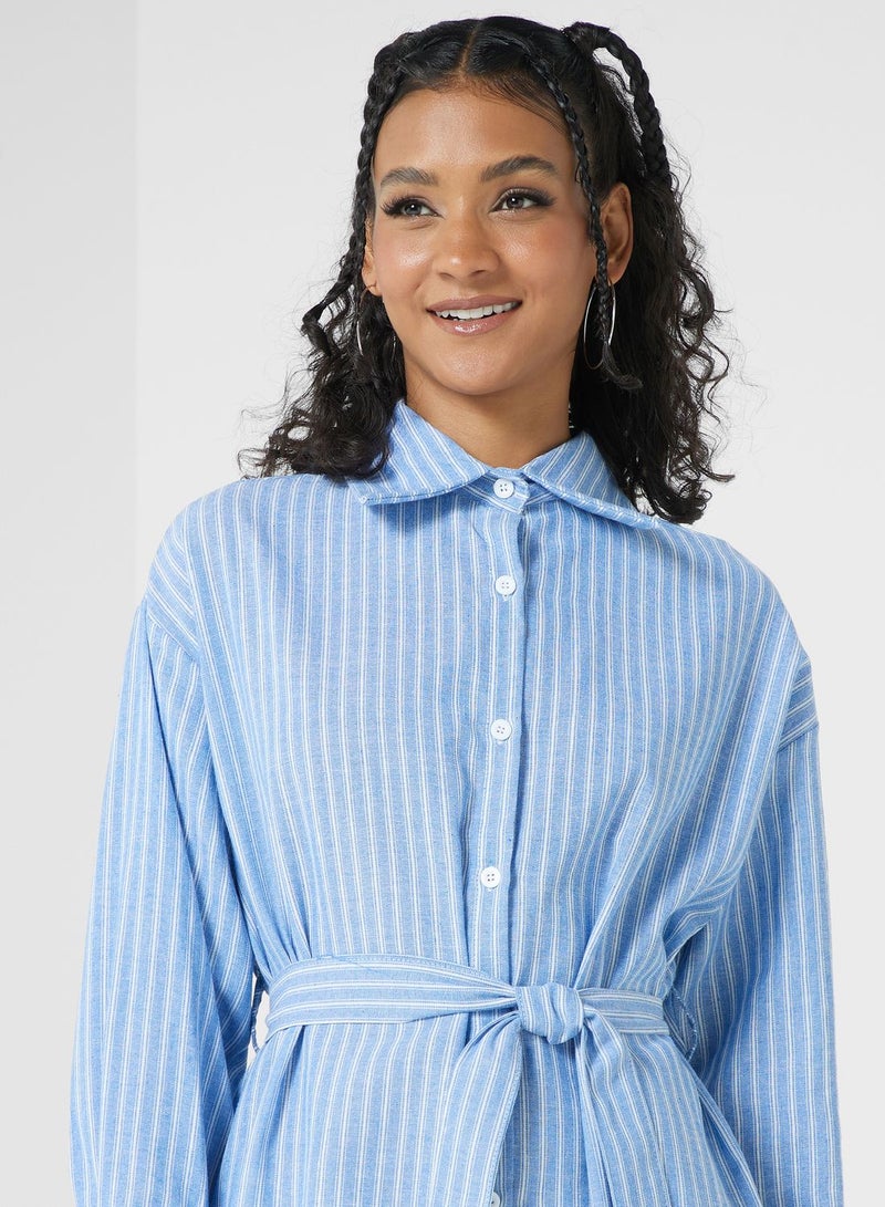 Pinstripe Midi Shirt Dress