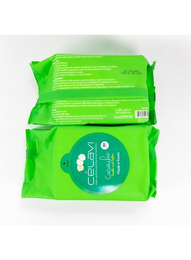 Celavi Makeup Remover Cleansing Wipes Removing Towelettes 2 Packs 60 Sheets (Cucumber)