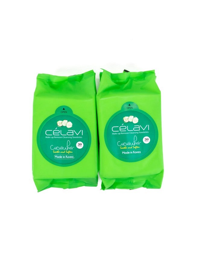 Celavi Makeup Remover Cleansing Wipes Removing Towelettes 2 Packs 60 Sheets (Cucumber)