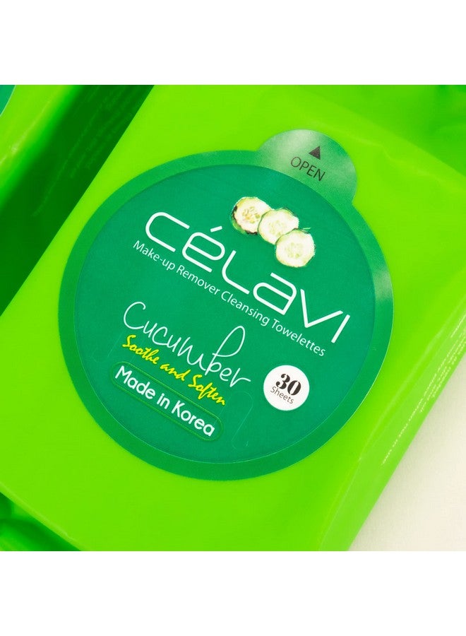 Celavi Makeup Remover Cleansing Wipes Removing Towelettes 2 Packs 60 Sheets (Cucumber)