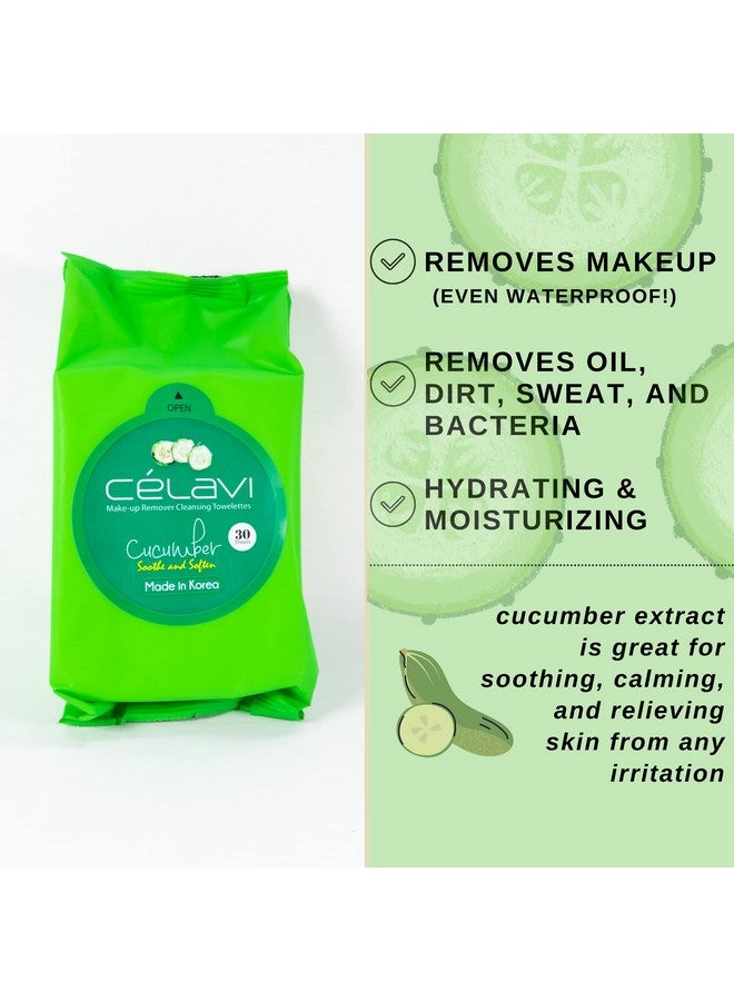 Celavi Makeup Remover Cleansing Wipes Removing Towelettes 2 Packs 60 Sheets (Cucumber)