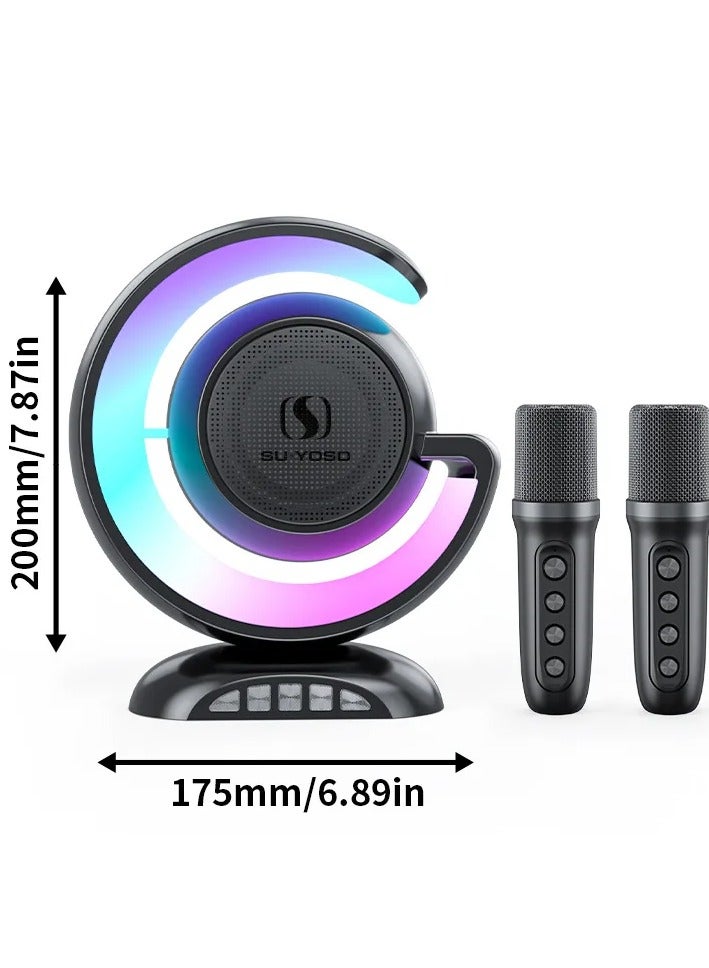Wireless Lightshow Speaker With Two Wireless Microphones