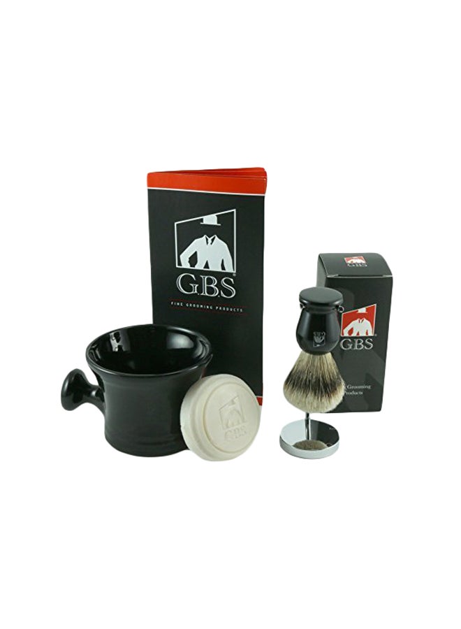 4-Piece Shaving Set Silver/Beige/Black