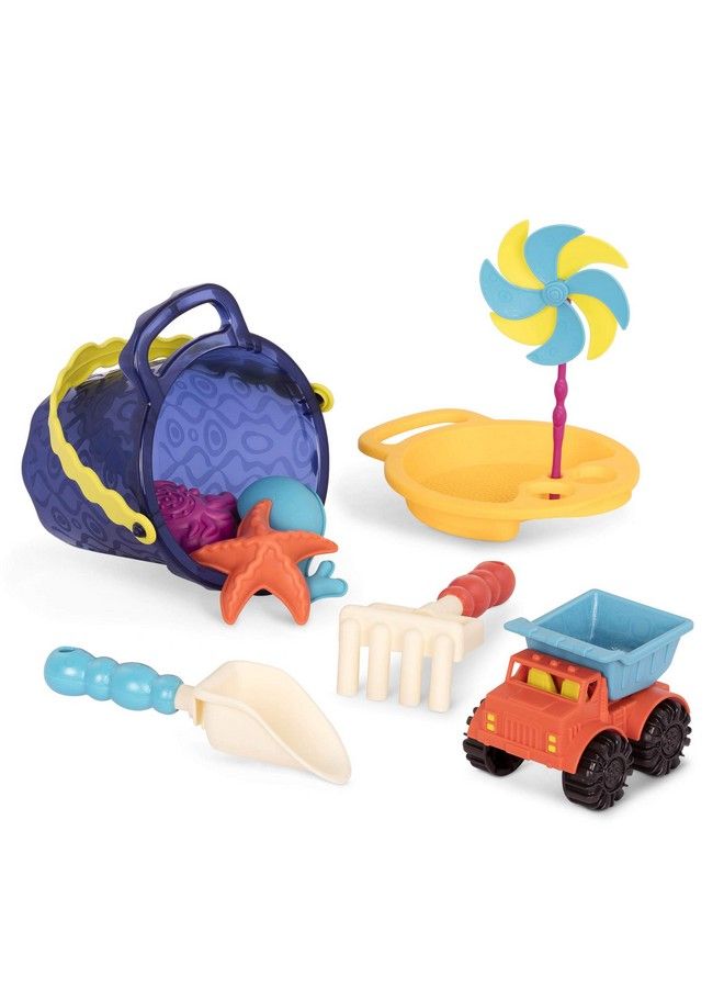 Toys Sands Ahoy Beach Playset Medium Bucket Set (Navy) With 9 Unique Sand & Water Toys Phthalates And Bpa Free 18 M+