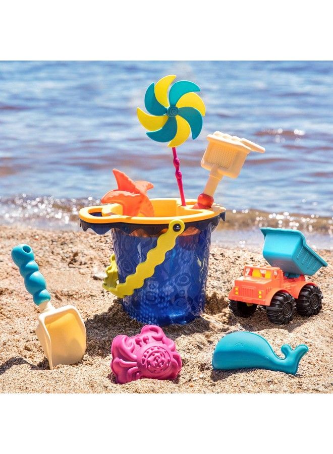 Toys Sands Ahoy Beach Playset Medium Bucket Set (Navy) With 9 Unique Sand & Water Toys Phthalates And Bpa Free 18 M+